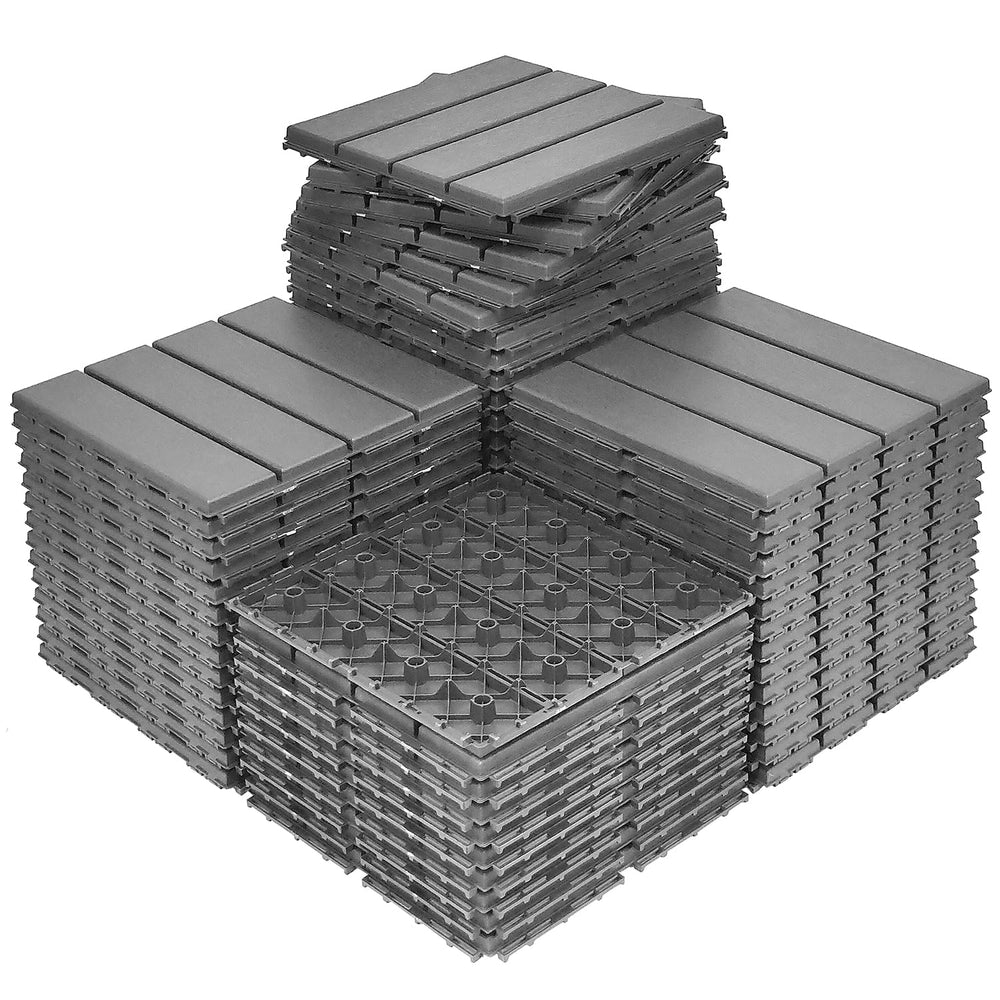 60 sq. ft Plastic Interlocking Deck Tiles,60 Pack Patio Deck Tiles,12"x1...