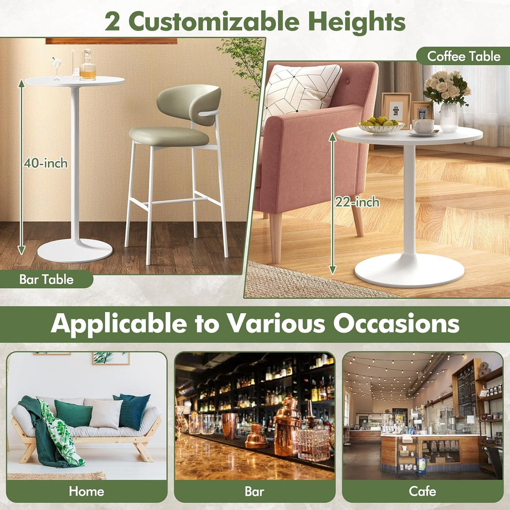 COSTWAY Round Bistro Table, Height Adjustable Bar Height Cocktail Table