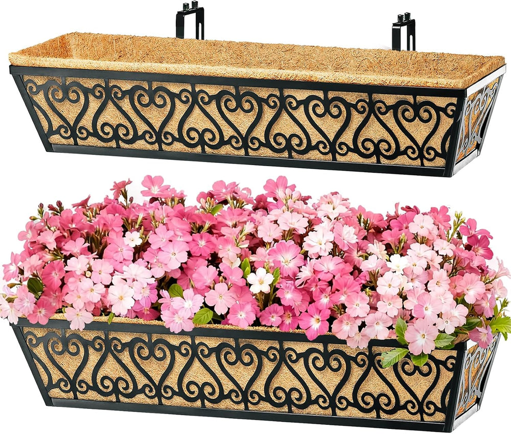 2 Pack 30 Inch Deck Railing Planter Box - Window Boxes Planters with Adjustab...
