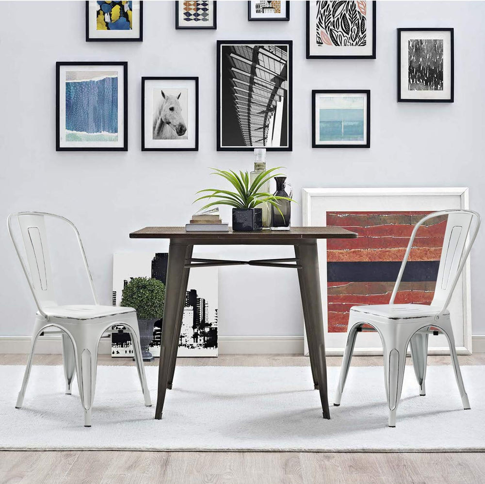 Devoko Metal Indoor-Outdoor Chairs Distressed Style Kitchen Dining Chairs Sta...