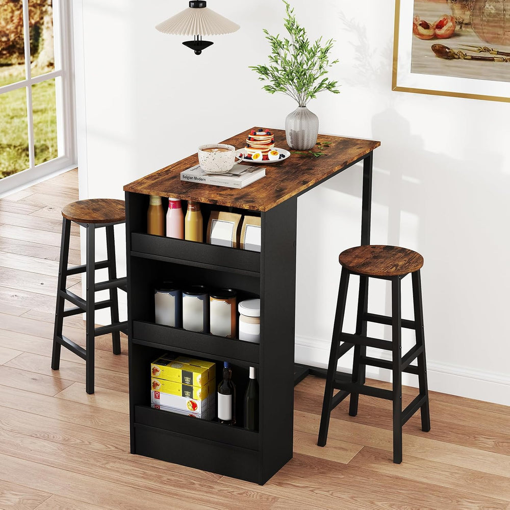COSTWAY 3-Piece Bar Table Set, 36" Counter Height Breakfast Table Set
