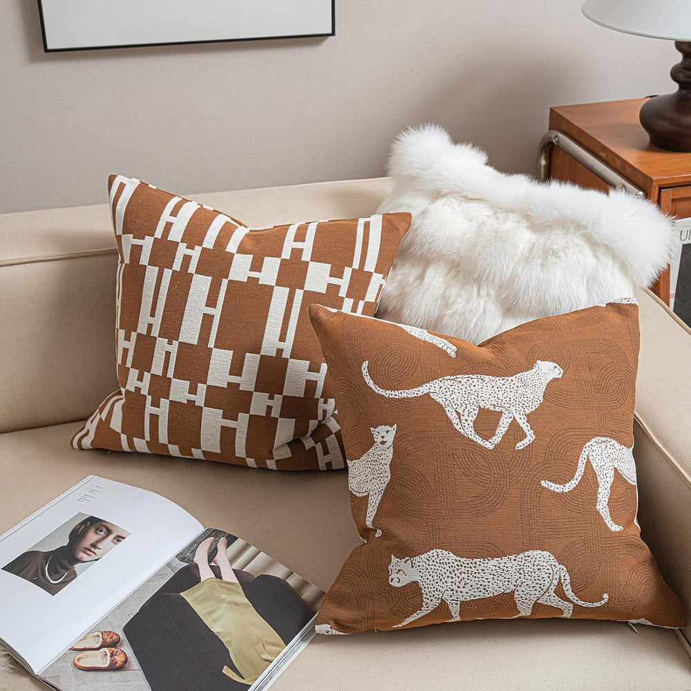 Croker Horse 20x20'' Inches Throw Pillow Cushion Cover - Leopard Chee...