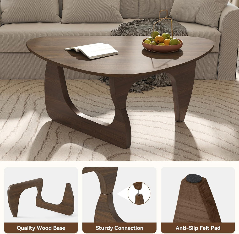 Modern Wood Coffee Table, Triangle Center Table with Premium Wooden Top& ...