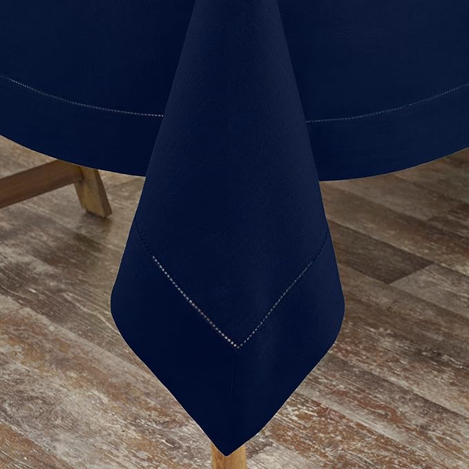 D'Moksha Homes Navy Blue Linen Tablecloth 60 x 108 Inch - 100% Pure Linen...