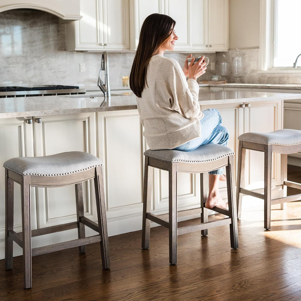 Maven Lane Adrien Backless Counter Stool, Grey, 26"
