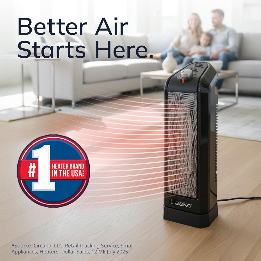 Lasko Oscillating Ceramic Tower Space Heater for Home with Overheat Protectio...