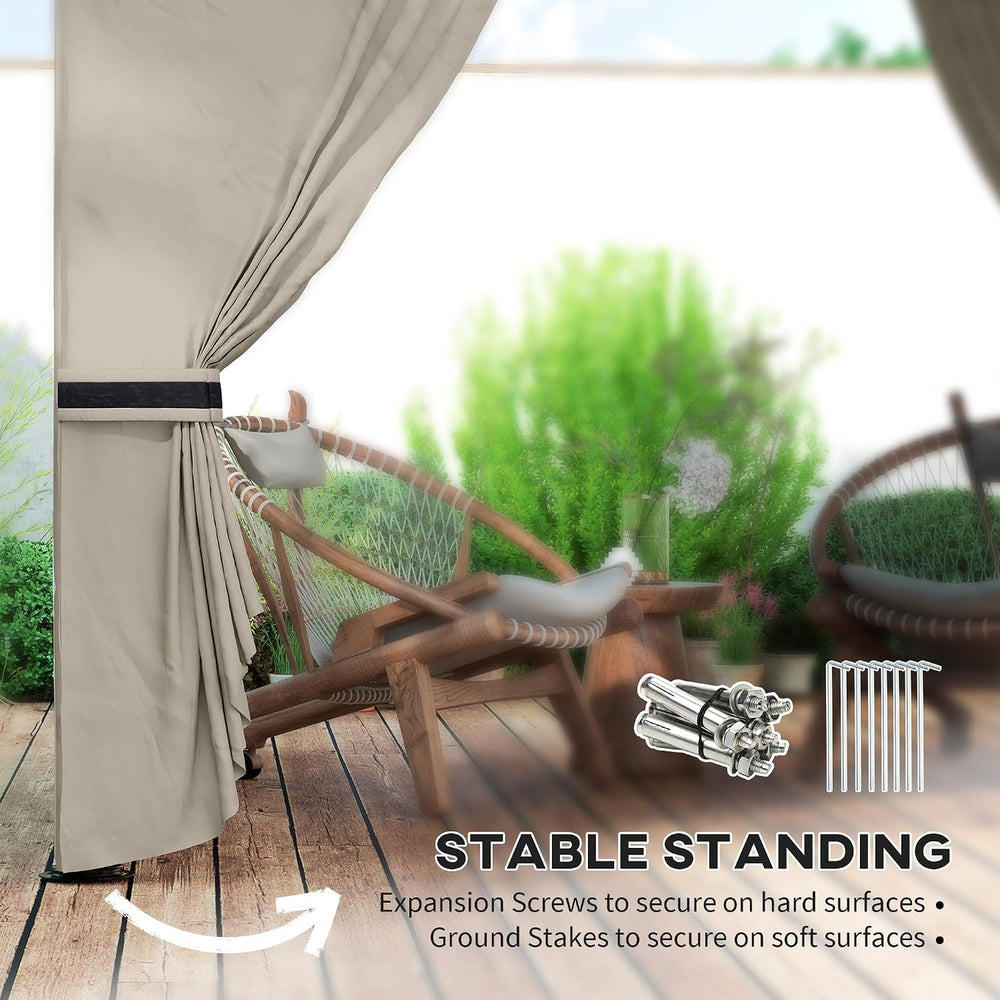 Outsunny 11' x 11' Outdoor Gazebo UV Protected with Curtains Light Gray