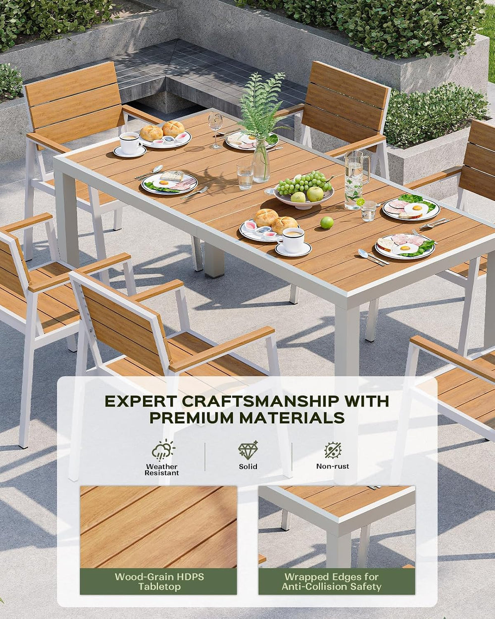 Vexwalx 7-Piece Outdoor Dining Set, Aluminum Dining Table Set for 6, Patio Ta...