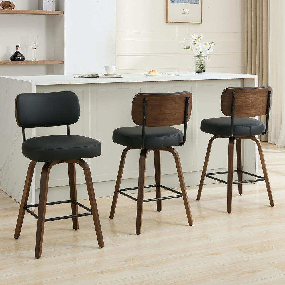 Swivel Bar Stools Set of 3, 30" Bar Height, Black