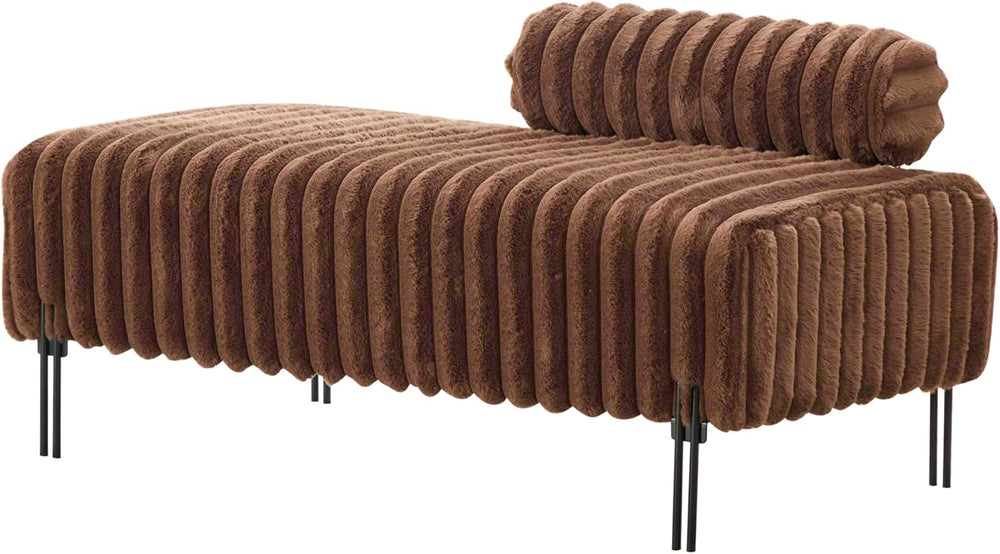 Upholstered Mini Loveseat with Metal Legs, Faux Fur Loveseat Chair with Backr...