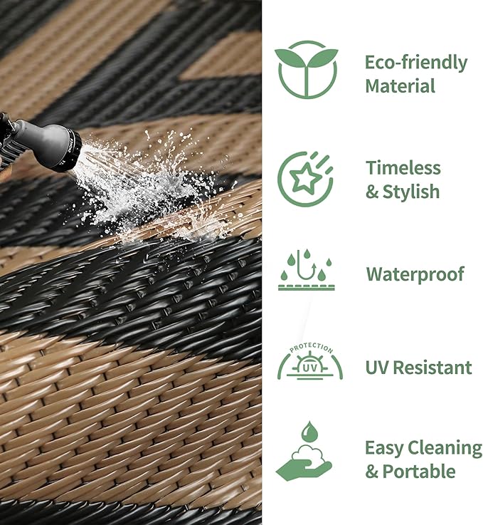GENIMO Outdoor Rug for Patio Clearance, 8'x10' Reversible Plastic Str...