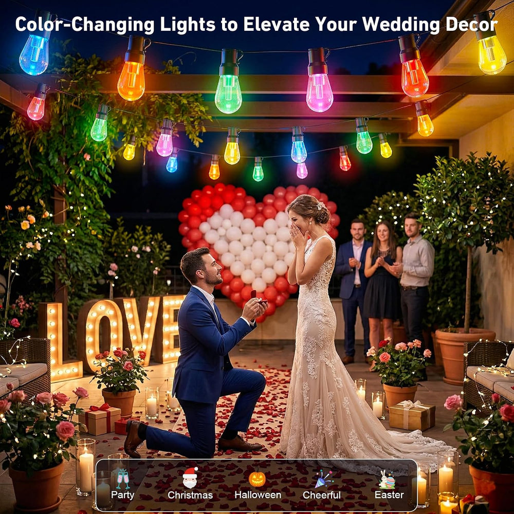 Outdoor String Lights,200FT Smart RGB+IC Patio Lights with Shatterproof LED B...