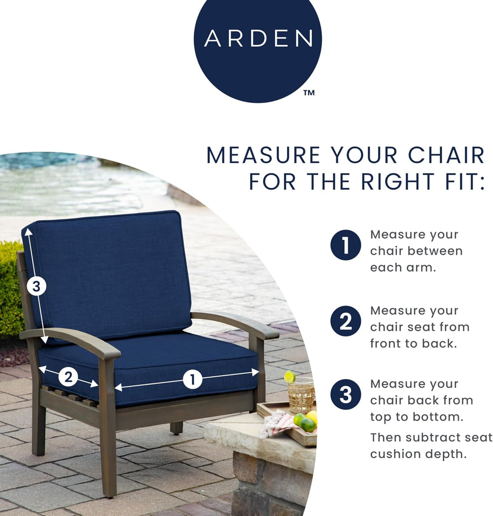 Arden Outdoor Deep Seat Cushion Set, 2-Pack, 22x24, Black