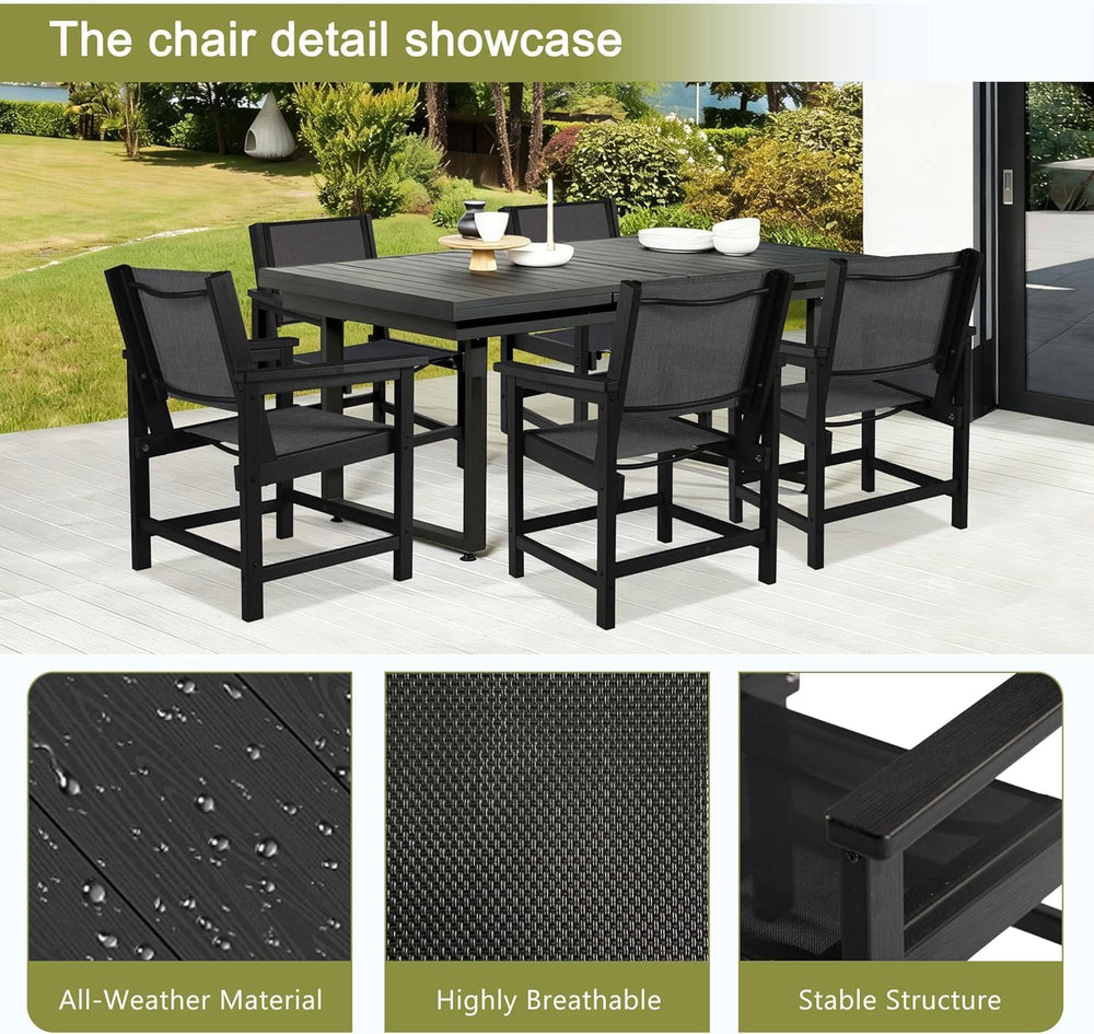 LZRS Dining Chairs,HDPE Outdoor Chairs Set of 4, All Wather Heavy Duty with C...