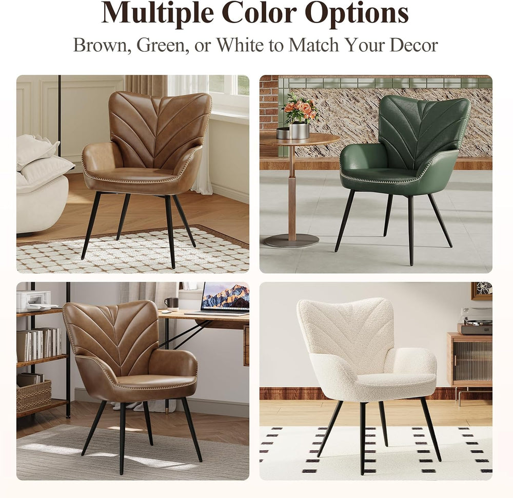 MALOL Mid-Century Sherpa Upholstered Accent Chair, Cozy Armchair with Curved ...