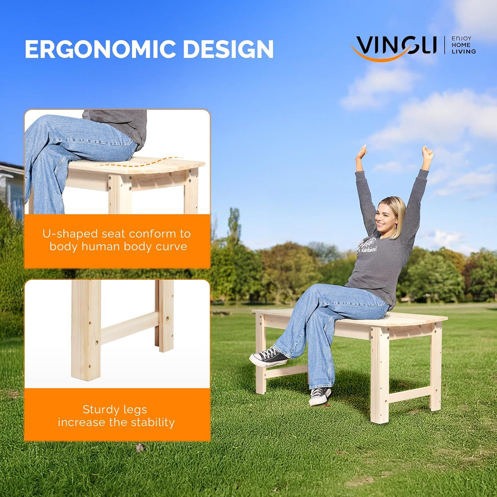 VINGLI Outdoor Wood Bench, 40" Outdoor Bench Patio Wooden Bench Garden B...