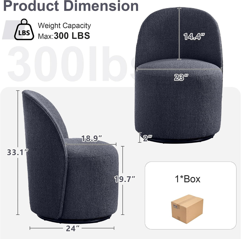 Upholstered Swivel Dining Chair Set of 2 No Assembly Boucle Side Chair