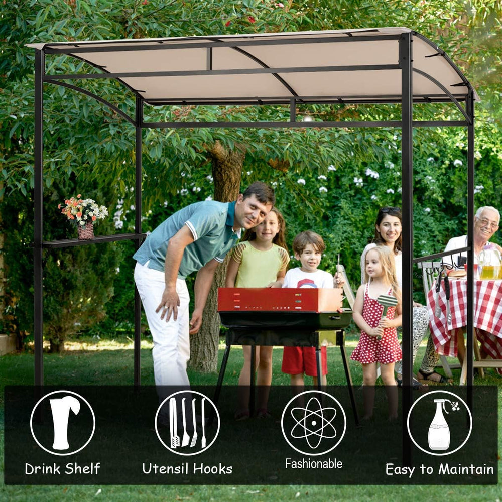 Tangkula 7ft Grill Gazebo, Patio Barbecue Canopy with Serving Shelf and Stora...