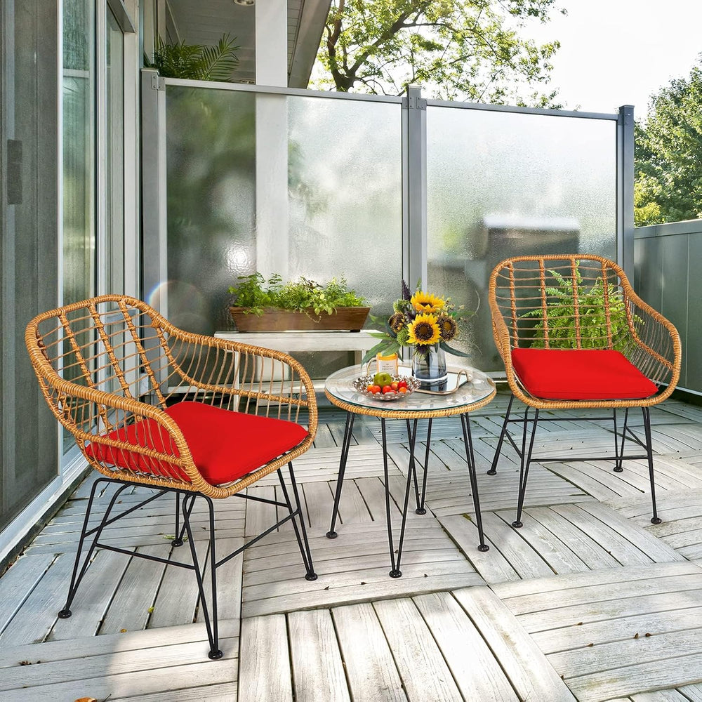 DORTALA 3 Piece Outdoor Bistro Set, Small Patio Furniture Set with with Metal...