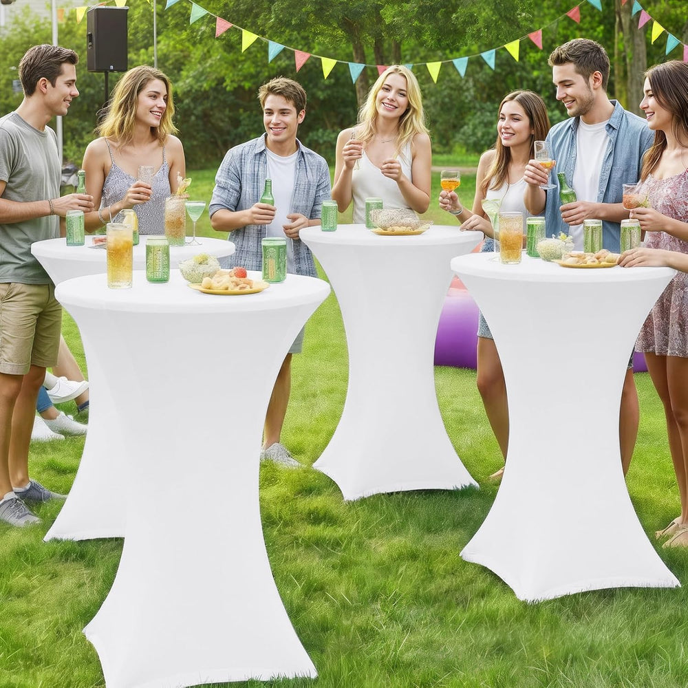 Moosfor Spandex Cocktail Table Covers 4 Pack, Elastic Fitted Stretch Table Cl...