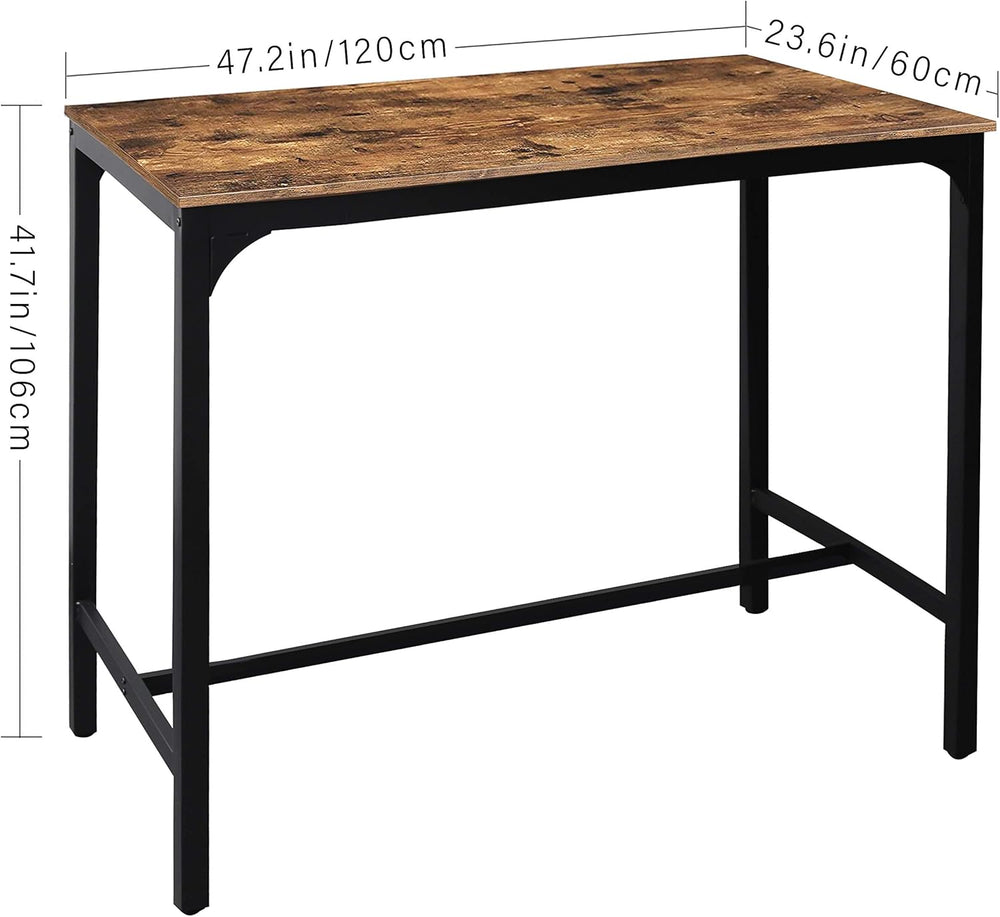 VEIKOU 47'' Industrial Bar Height Table, High Pub Table with Adjustab...