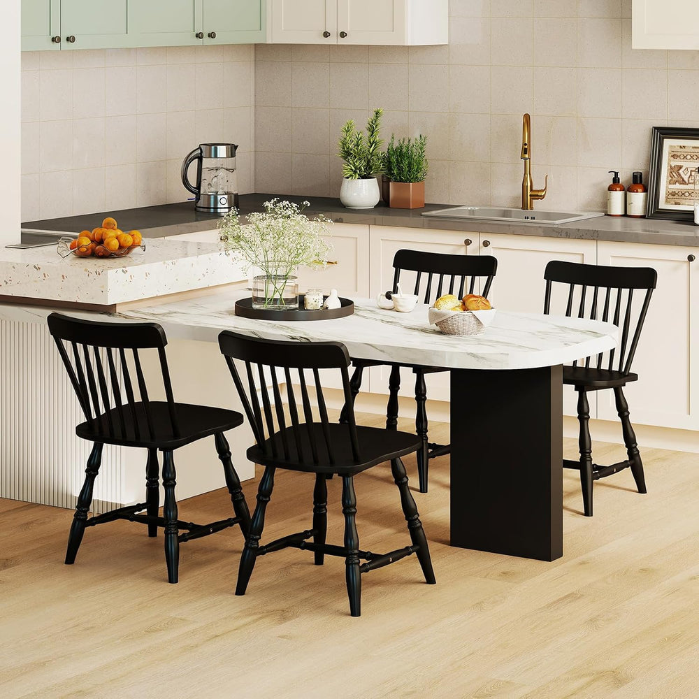 GIANTEX Windsor Dining Chairs Set of 4 w/Curved Spindle Back & Turned Legs