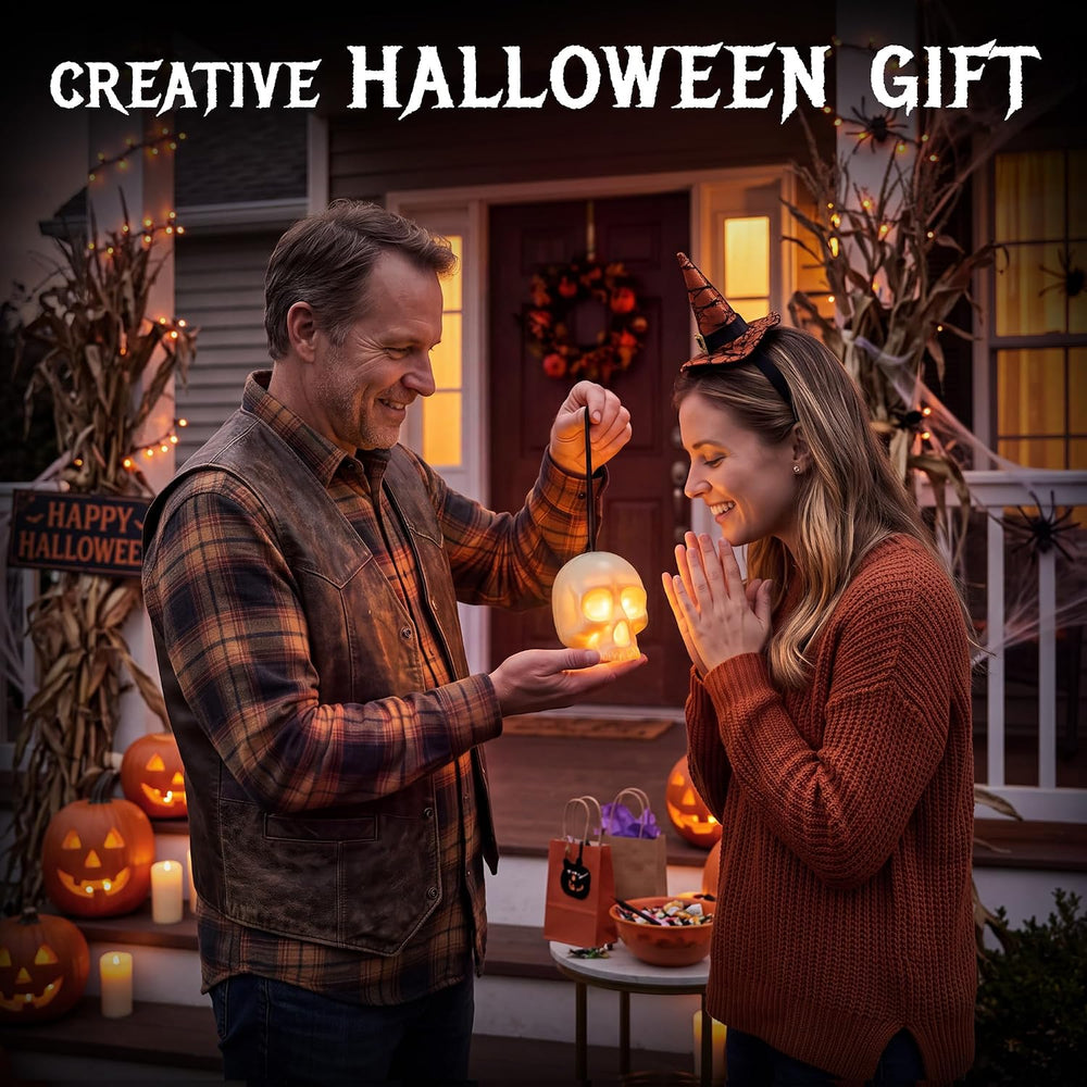 EverBrite 6-Pack Halloween Skull Light with Music, 5-Mode Skull Lamp