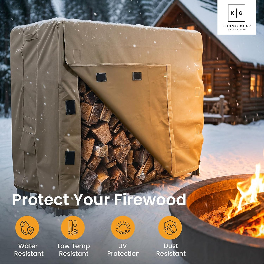 Firewood Log Rack Cover 8 foot - Heavy Duty - Brown (Brown, 4 Feet)
