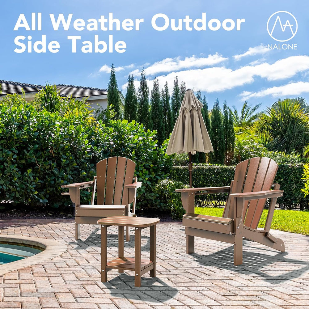nalone Adirondack Side Table 16.5" Outdoor Side Table HDPE Plastic Doubl...