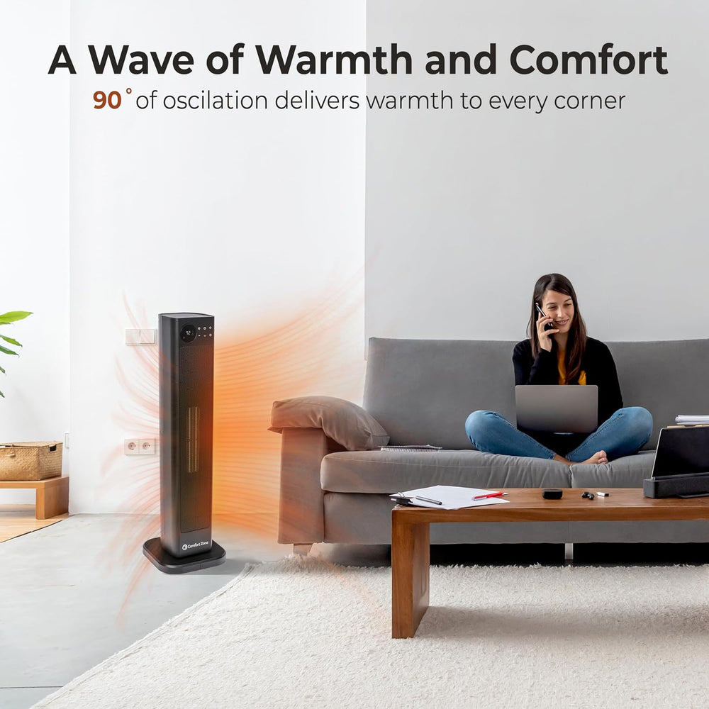 Comfort Zone 30" High Velocity Ceramic Tower Heater with LCD Display