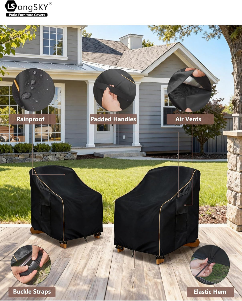 Adirondack Chair Covers 2 Pack,Waterproof Heavy Duty Outdoor Chair Covers,Adi...