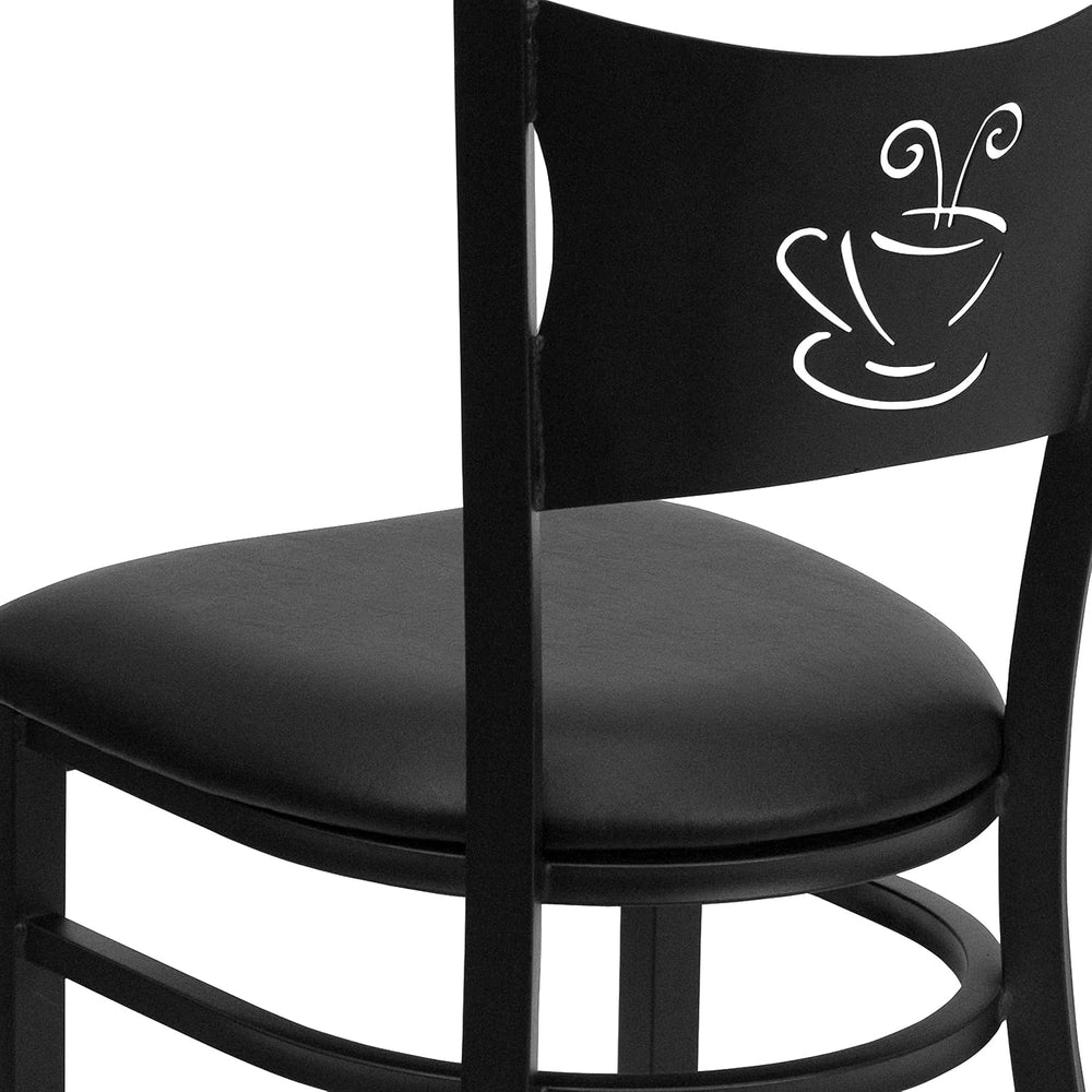 Flash Furniture 4 Pack HERCULES Series Black Coffee Back Metal Restaurant Cha...