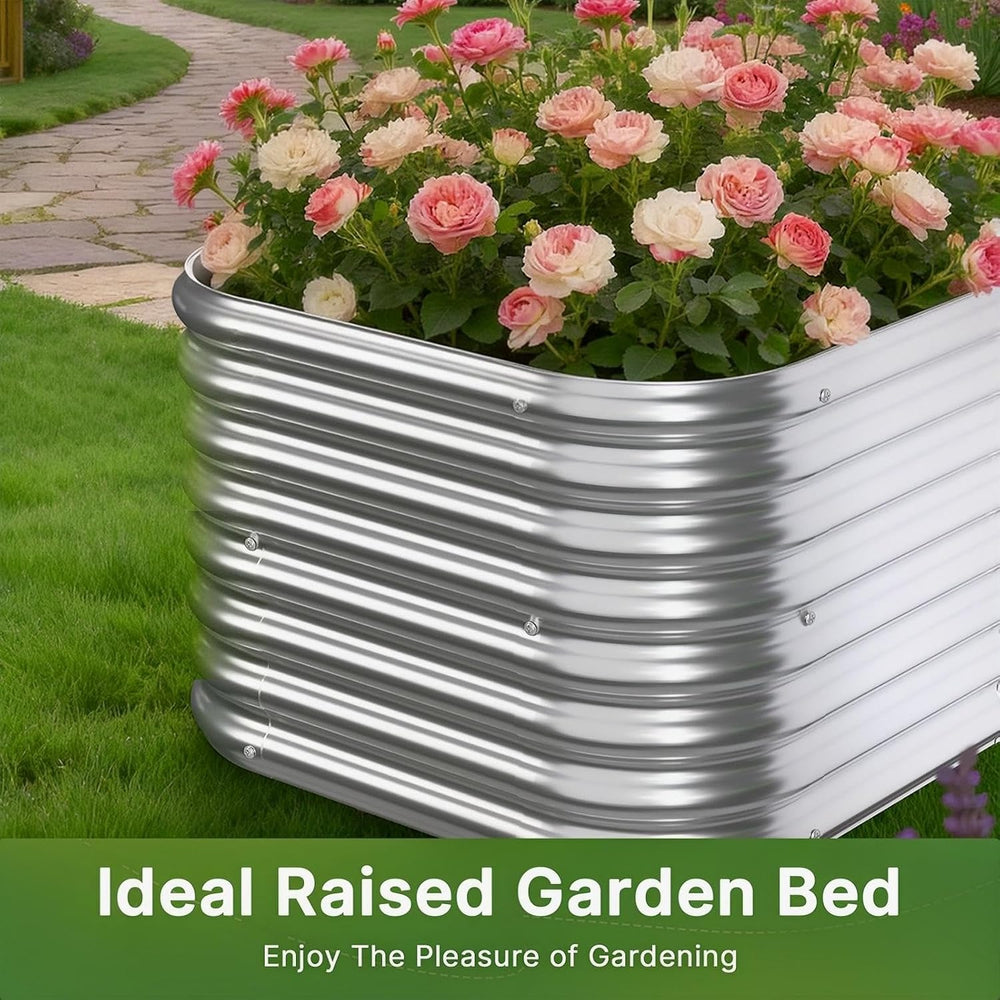 4 PCS Galvanized Raised Garden Bed Outdoor, Metal Garden Bed for Vegetables, ...