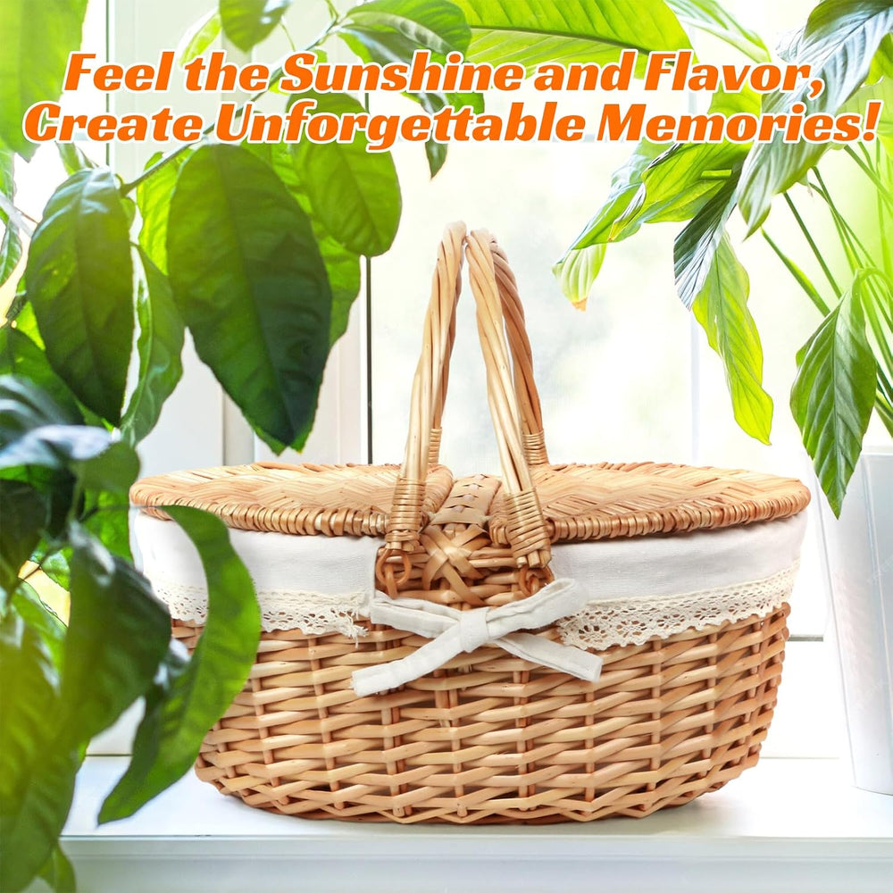 Hap Tim Wicker Picnic Basket for 2 with Lid - Unique Gifts Ideas for Couple, ...