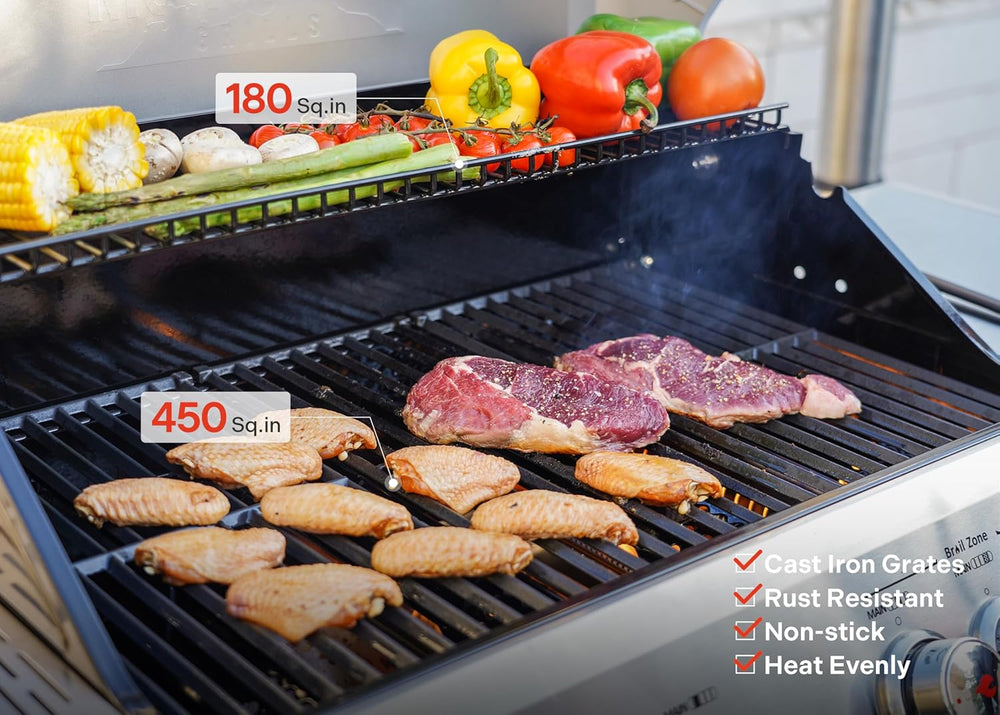 Monument Grills 4+1 Burner Natural Gas Grill with Natural Gas Hose, 50,000 BT...