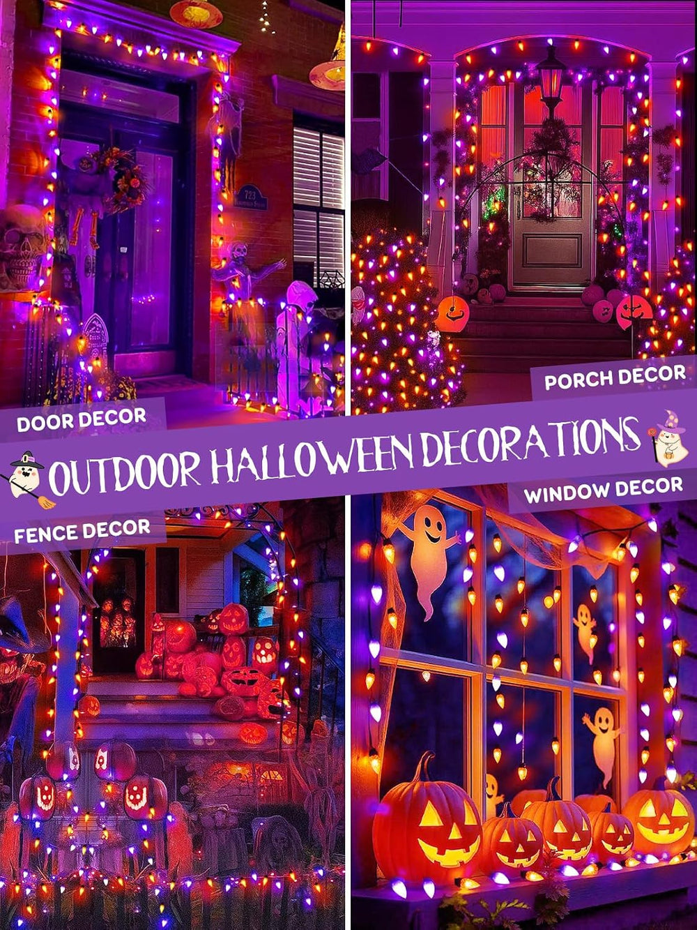 250 LED Linkable C6 Halloween Lights 82FT Outdoor Halloween Lights Decor