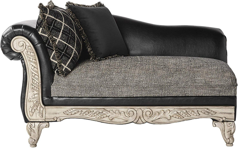 Roundhill Furniture San Marino 2-Tone Fabric Wooden Frame Chaise in Ebony