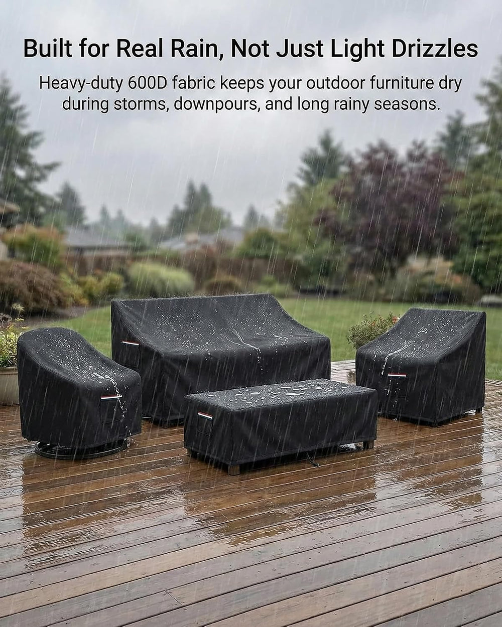 4-Piece Patio Furniture Cover Set, Waterproof Outdoor Furniture Covers for 3-...