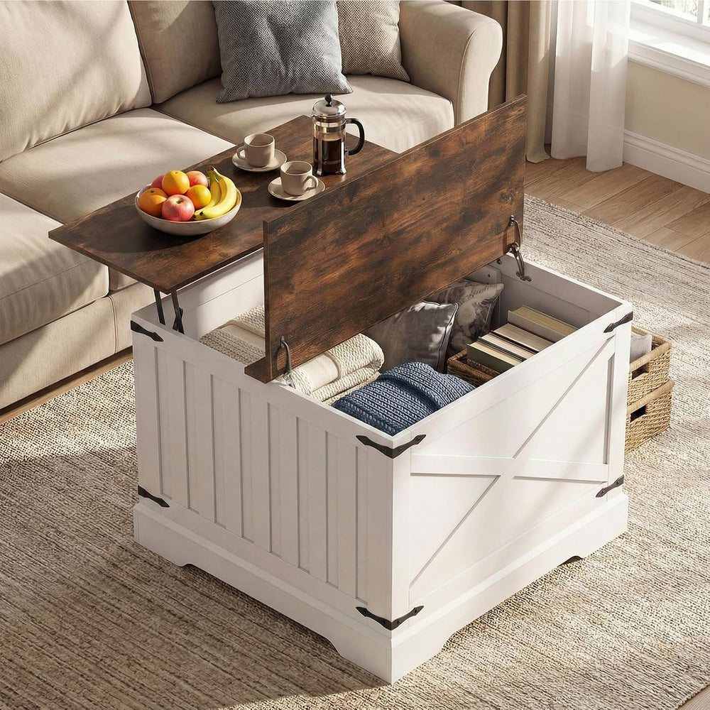 GIANTEX Farmhouse Lift Top Coffee Table, 31.5" Square Wood Center Table ...