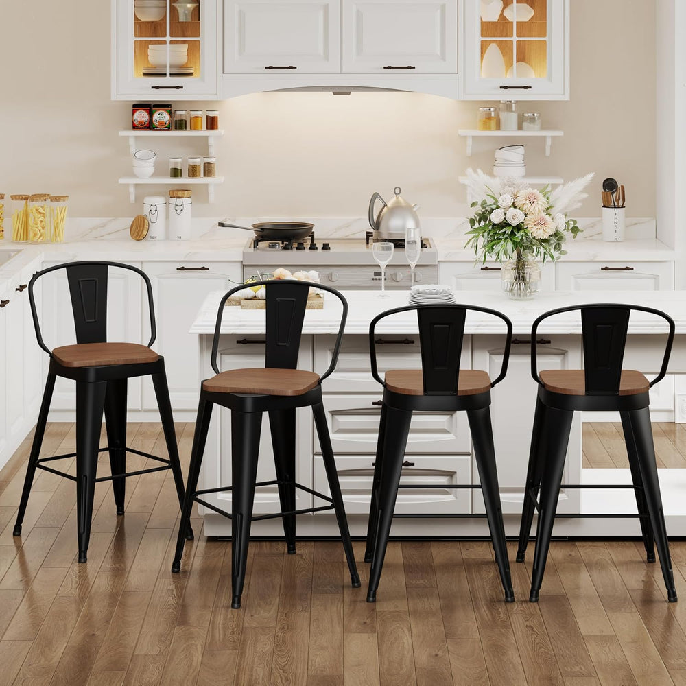 Aklaus Swivel Bar Stools 26 inch Swivel Metal Counter Height Barstools Set of...
