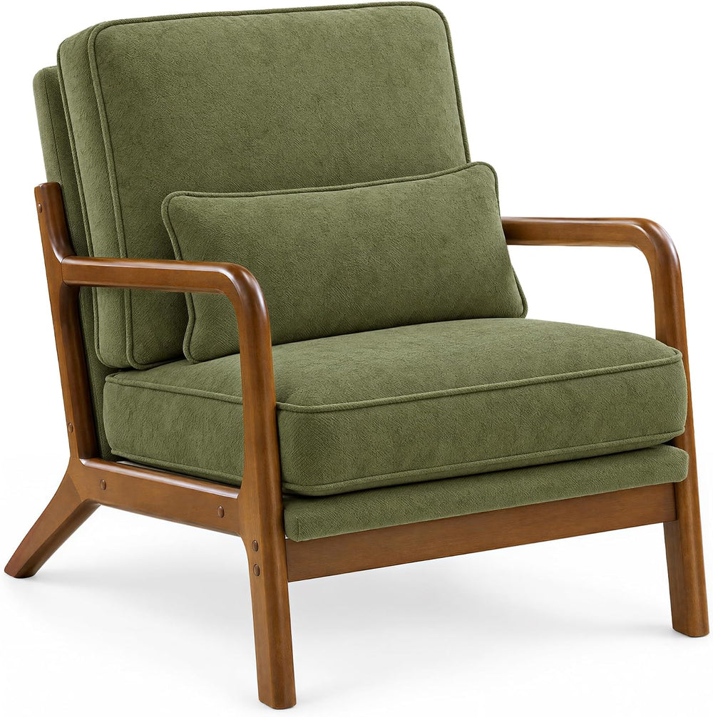 Mid Century Modern Accent Chair, Upholstered Lounge Chair,Green