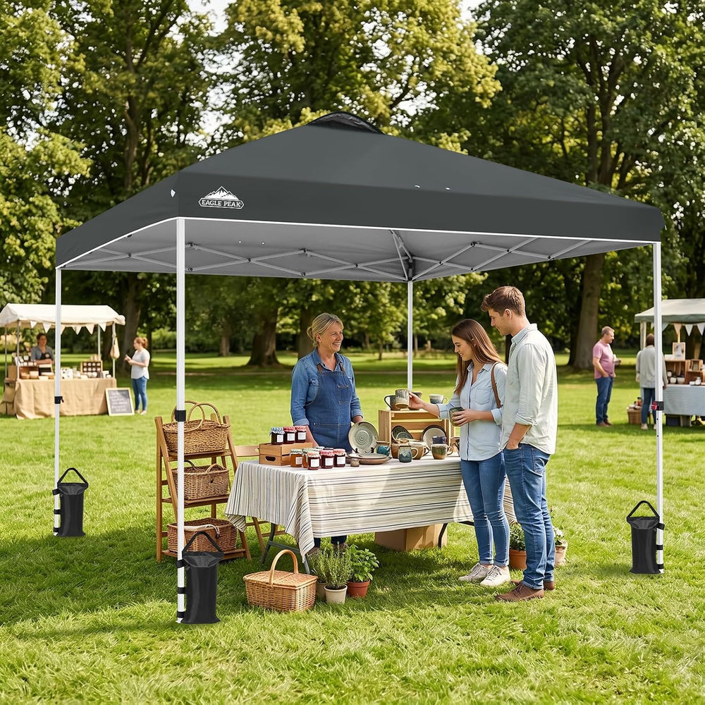 EAGLE PEAK 10x10 Pop Up Canopy Tent Easy Up Canopy Outdoor, Gray