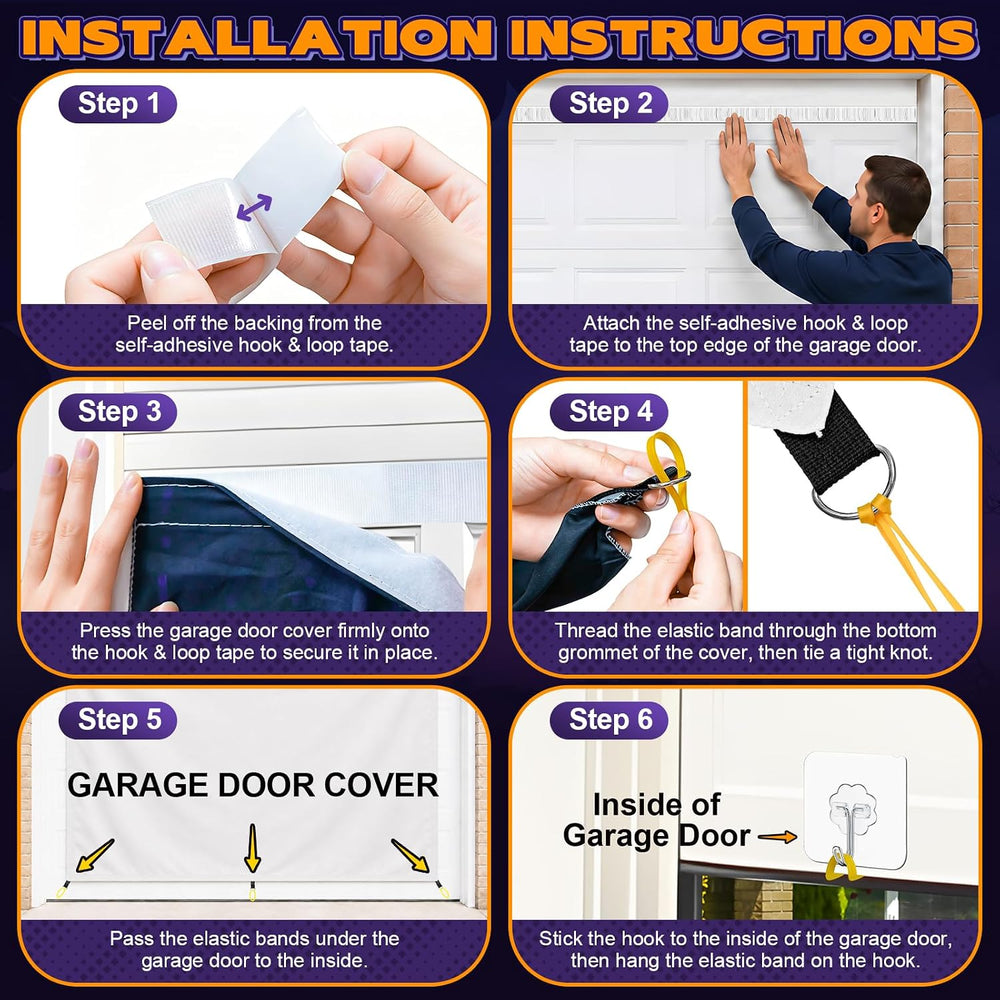 Halloween Garage Door Cover 16x7 FT, Realistic Garage Scene Design
