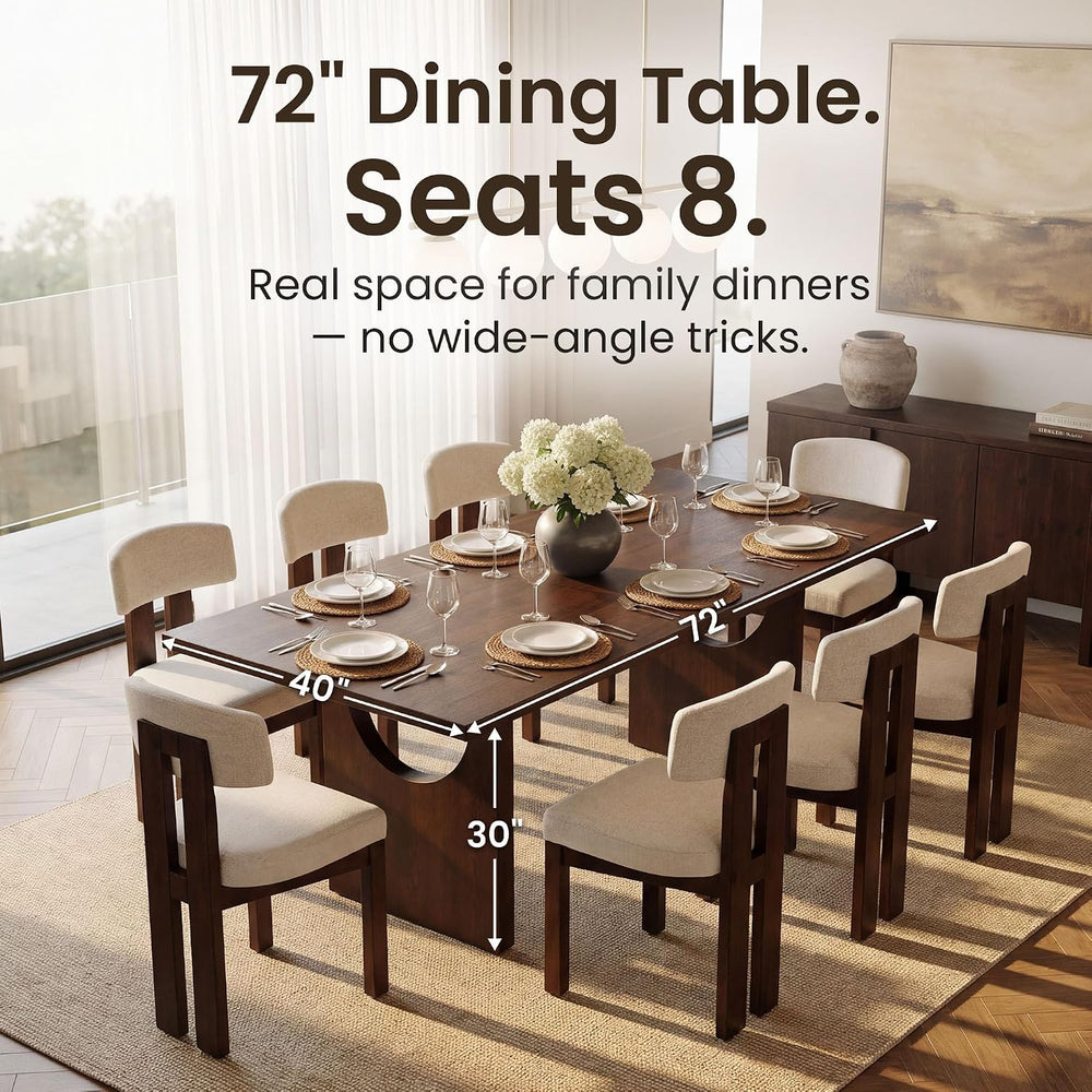 COLAMY ALVORA 72 Inch Dining Table, Rectangular Wood Dining Room Table for 6-...