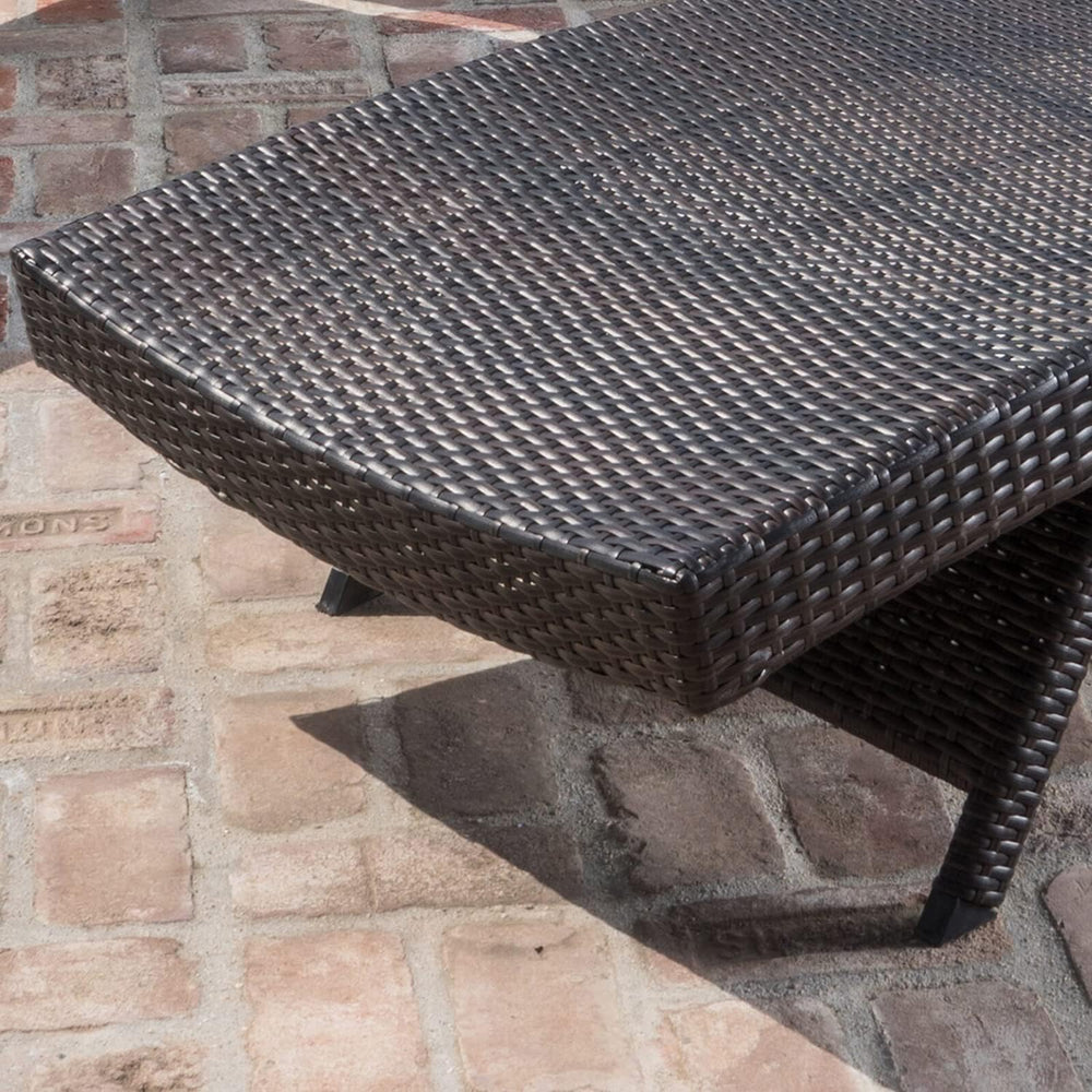 PE Rattan Adjustable Backrest Chaise Lounge Set 2, Outdoor Pool Recliner Pati...