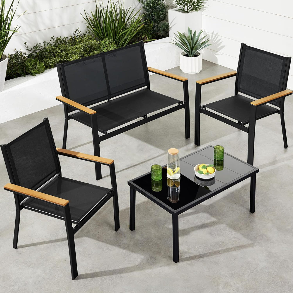 Best Choice Products 4-Piece Outdoor Textilene Patio Conversation Set, Backya...