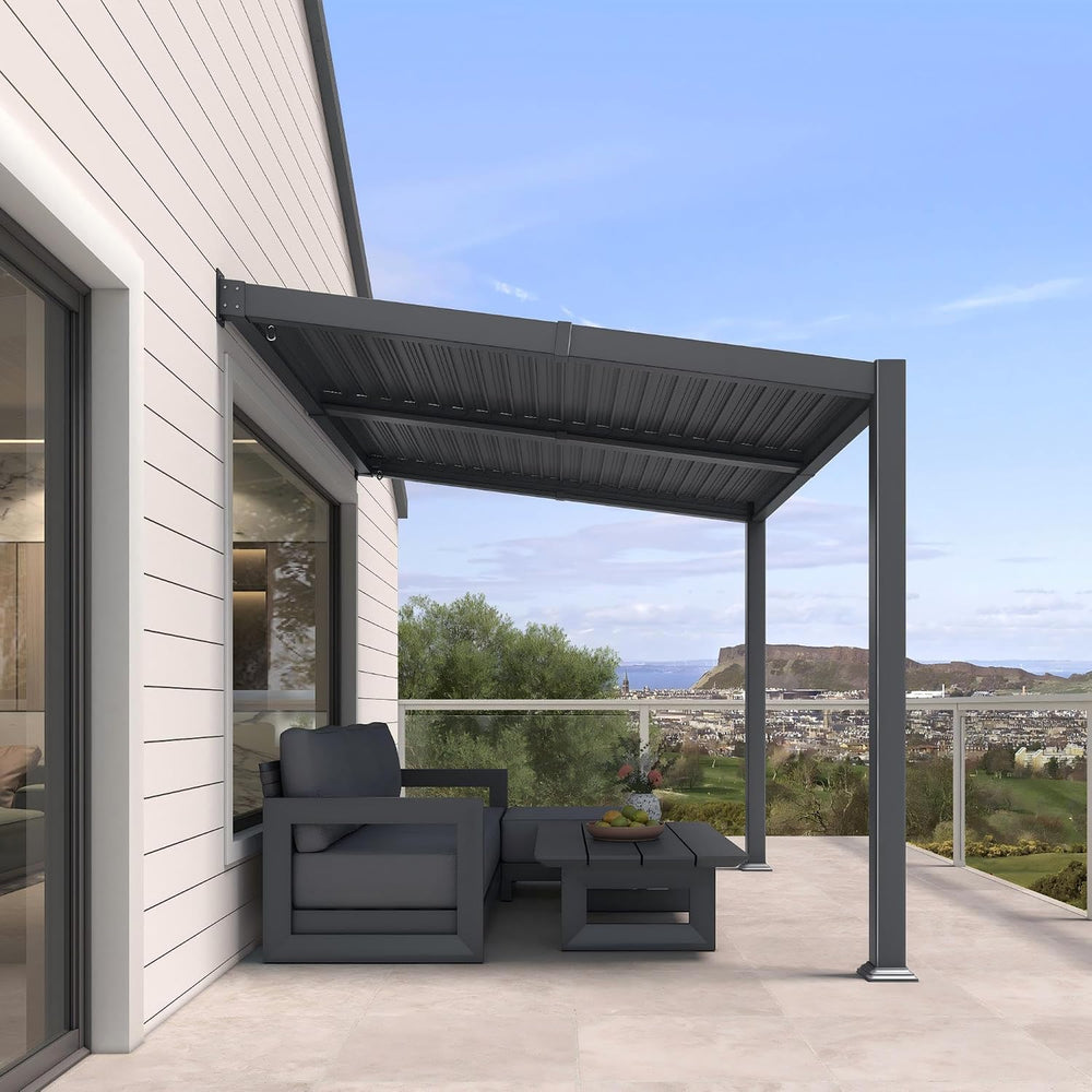 PURPLE LEAF Wall Mounted Pergola 8' x 10' Louvered Pergola, Aluminum ...