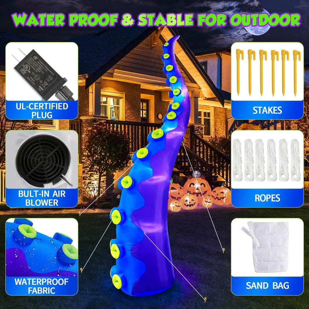 1PCS 14FT Giant Halloween Inflatables Octopus Tentacles, Huge Halloween Decor...