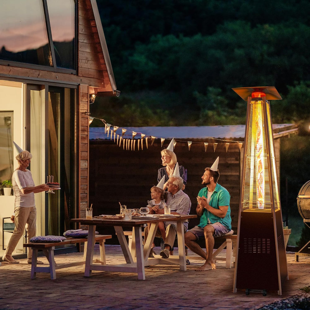 Flame Pyramid Pool Heater, Triple Safety Protection Portable Patio Heater wit...