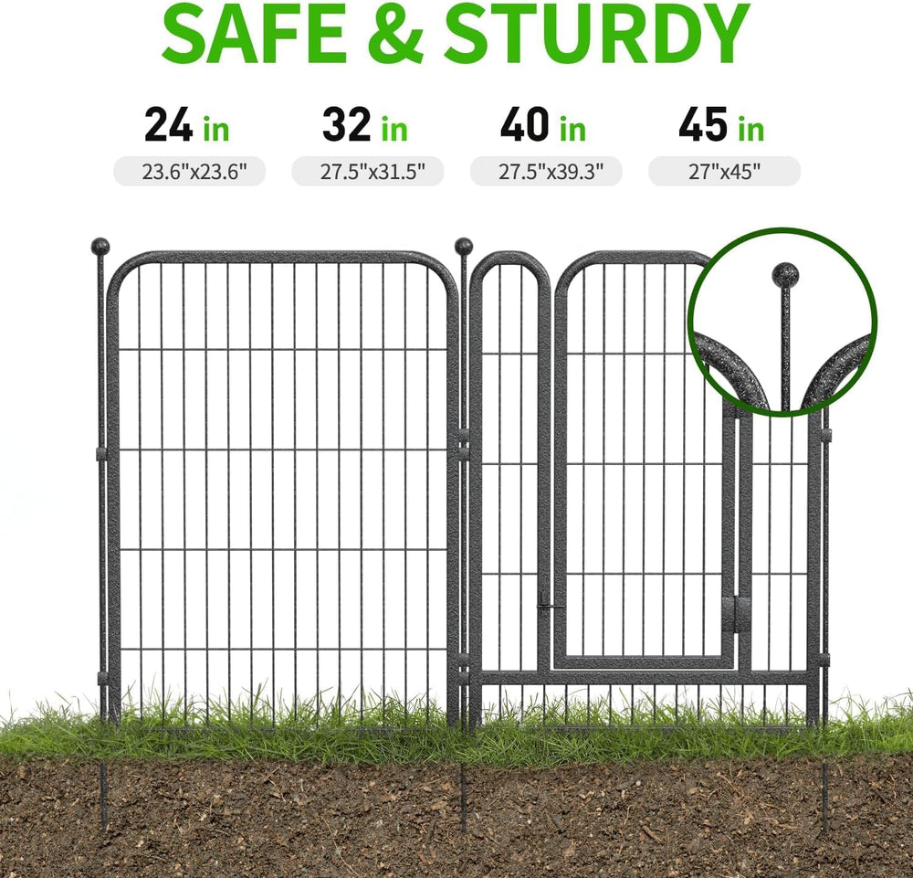 Decorative Garden Fence 36ft (L)×32in (H) with 14 Panels 2 Gate Outdoor, No D...